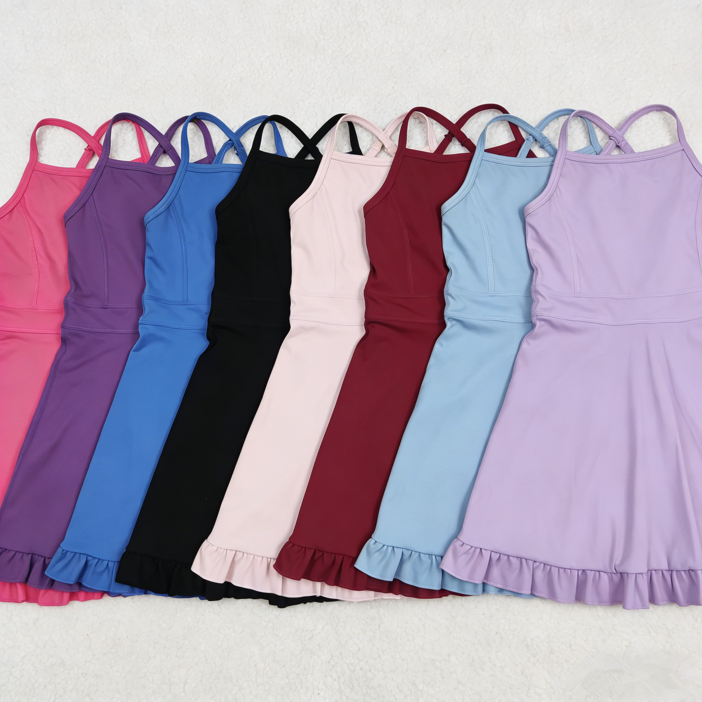 Sibling Baby Girls Kids Sleeveless Yoga Active Shorts Knee Length Dresses RTS