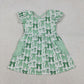 Baby Girls Kids Short Sleeves Green Bows St Patrick Plaid Pockets Knee Length Dress RTS