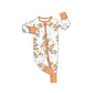 Baby Girl Bamboo Long Sleeves Halloween Fall Ghost Rainbow Flower Zipper Romper