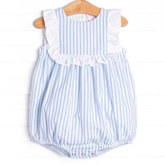 Moq 3 Pre-order SR1363 Baby Girl Blue Stripes One Piece Romper