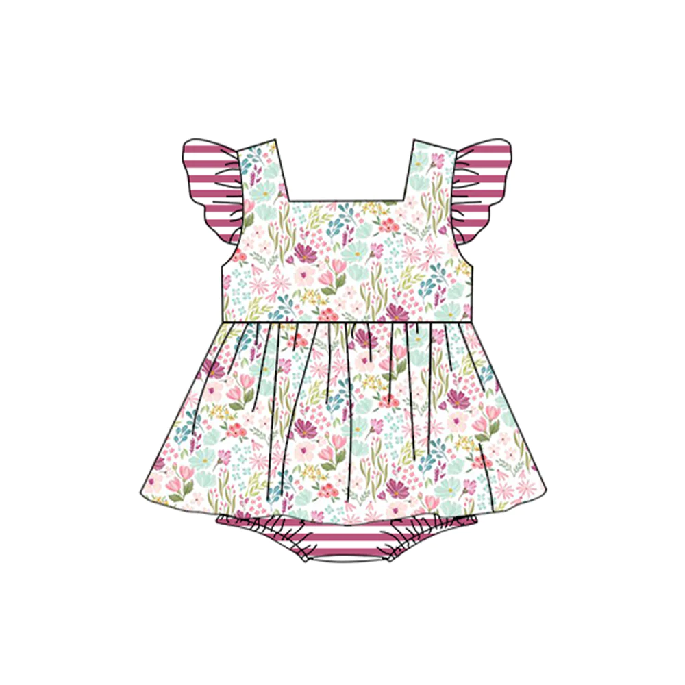 Moq 3 Pre-order SR1372 Baby Girl Floral One Piece Romper