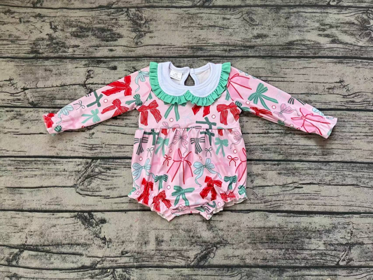 Baby Girl Christmas Bows Bubble Romper