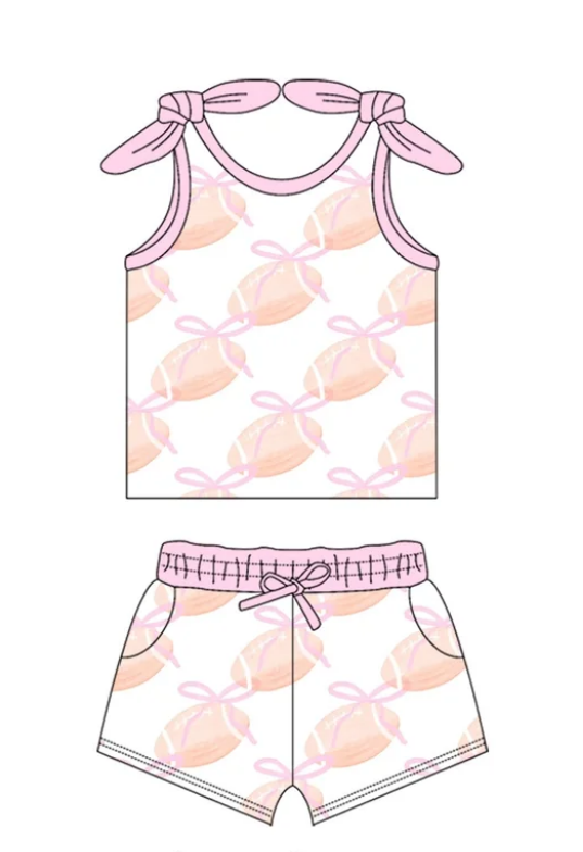 ( Moq 5 Each Style ) Baby Girl Sleeveless Football Bows Sibling Dress Set 3.22