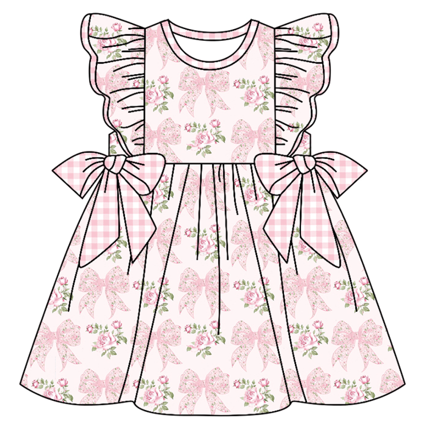 Baby Boy Girl Flower Pink Bows Sibling Dress Romper Clothes Set ( Moq 5 Each style )11.30