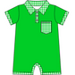 Baby Boy Girl Short Sleeves Green Summer Sibling Dress Romper Clothes Set ( Moq 5 Each style )