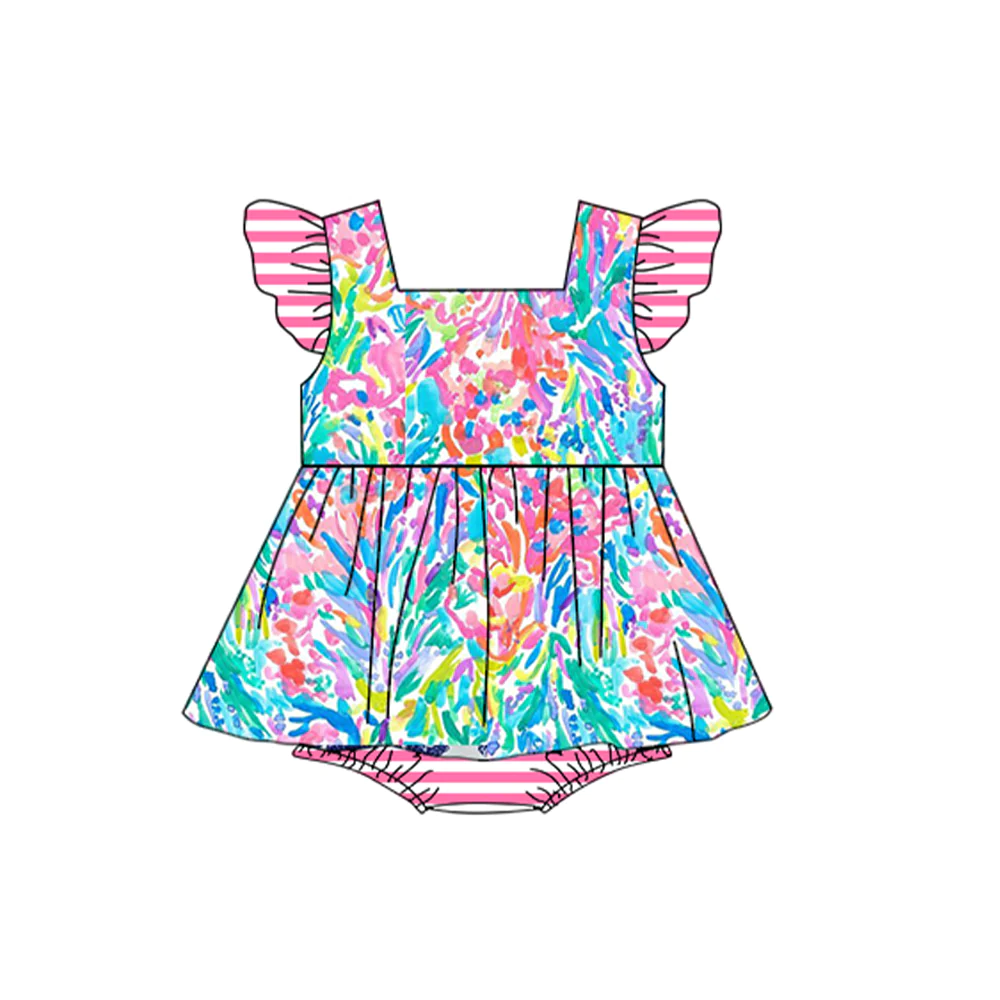 Moq 3 Pre-order SR1370 Baby Girl Floral One Piece Romper