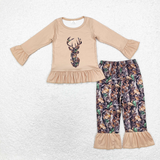 Baby Girl Long Sleeves Fall Camo Shirt Pants Clothes Set