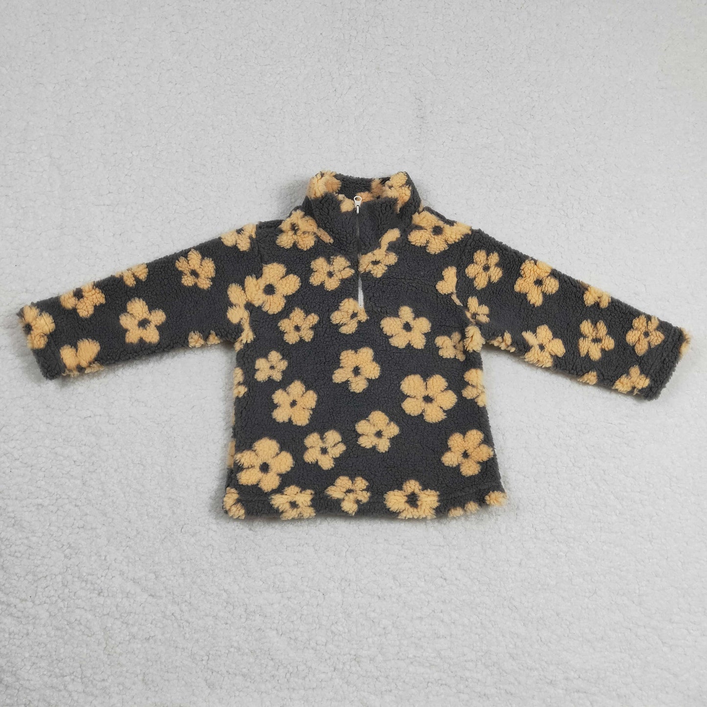 GT0268 Baby Girl Long Sleeves Flower Pullover Zipper Tops