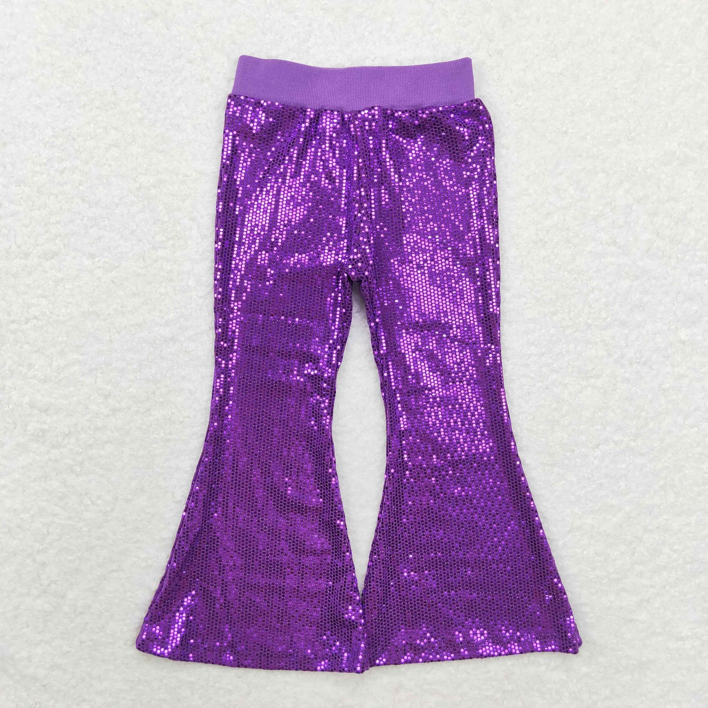 Baby Girl Purple Sequins Bell Bottom Pants