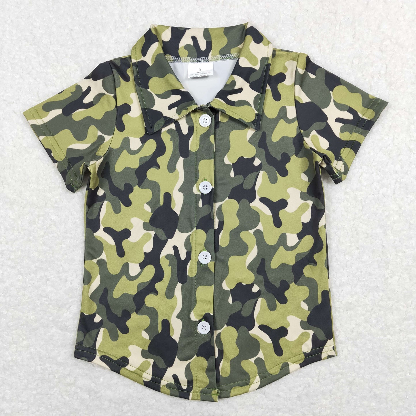 BT0521 Baby Boy Short Sleeves Camo Button Up Shirt