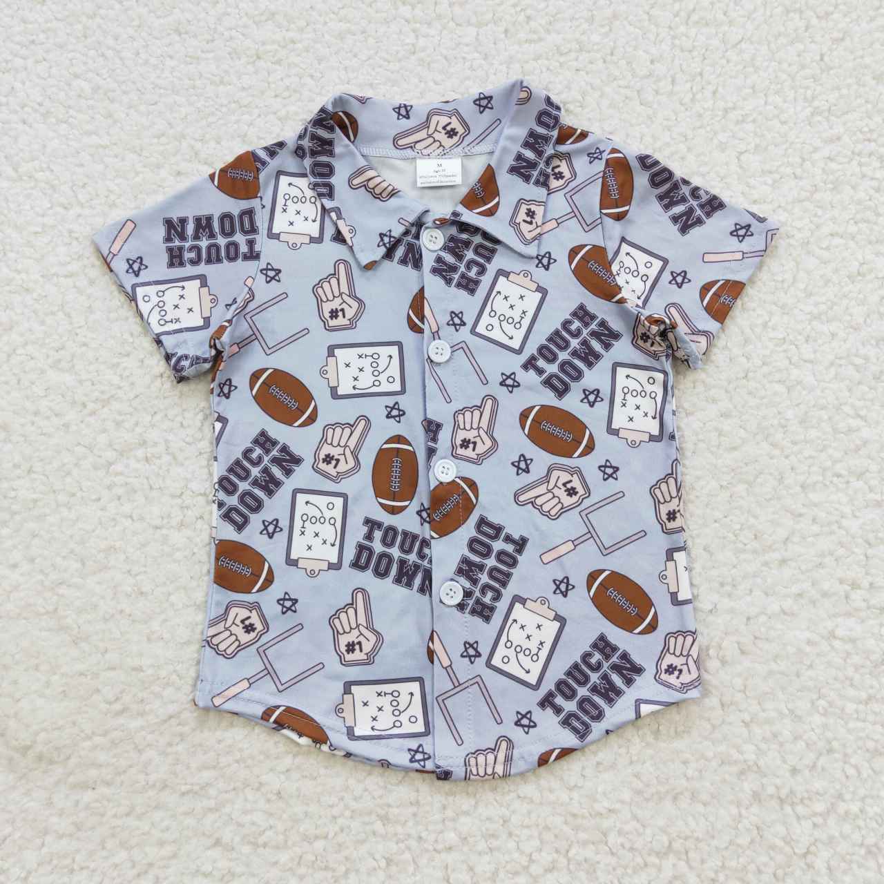 BT0270 Baby Boy Summer Football Short Sleeves Button Up Shirt