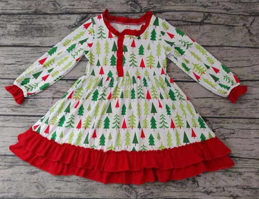 Baby Girl Christmas Tree Long Sleeves Dress Moq 5