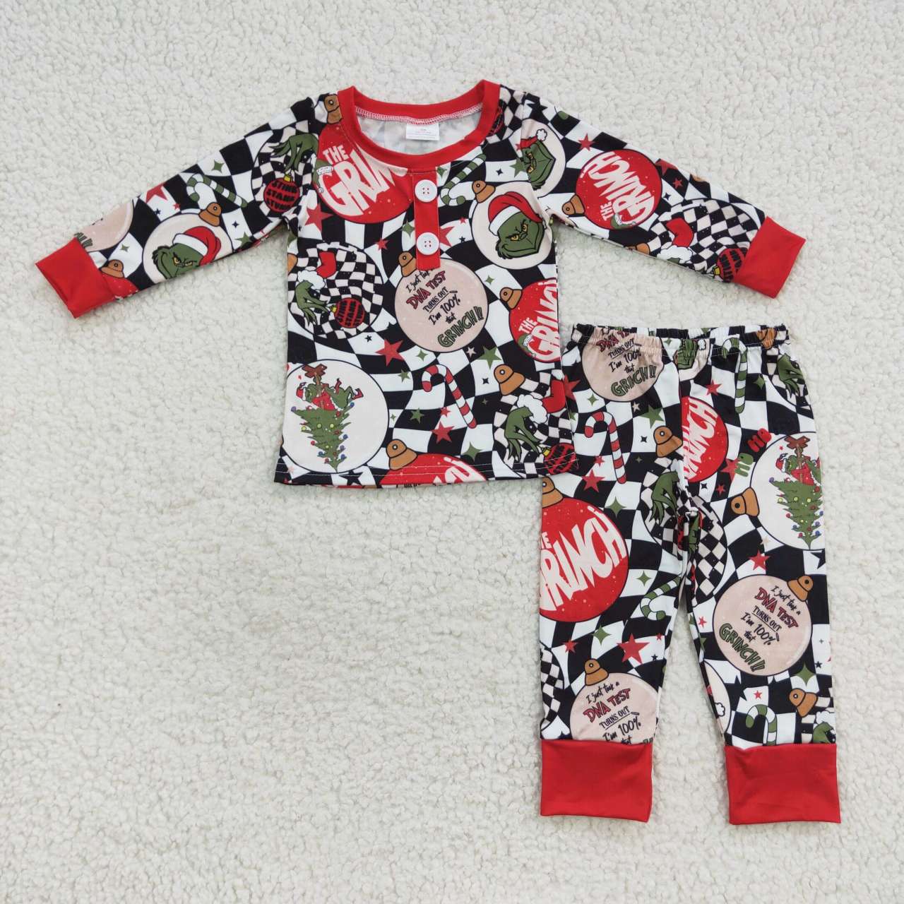 BLP0208 Baby Boy Christmas Long Sleeves Pants Outfit Green Face Pajamas