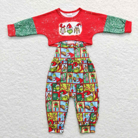 GLP0814 Baby Girl Long Sleeves Tops Christmas Face Jumpsuit Outfit