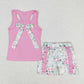 Baby Girl Sleeveless Bow Pink Tops Floral Shorts Summer Set