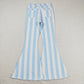 Adult Women Blue Stripes Denim Jeans Bell Pants