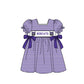 ( Moq 5 ) Baby Girls Toddler Short Sleeves Purple Stripes Bows Knee Length Dress