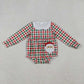 Sibling Baby Girl Kids Long Sleeves Embroidery Santa Plaid Christmas Romper Set RTS