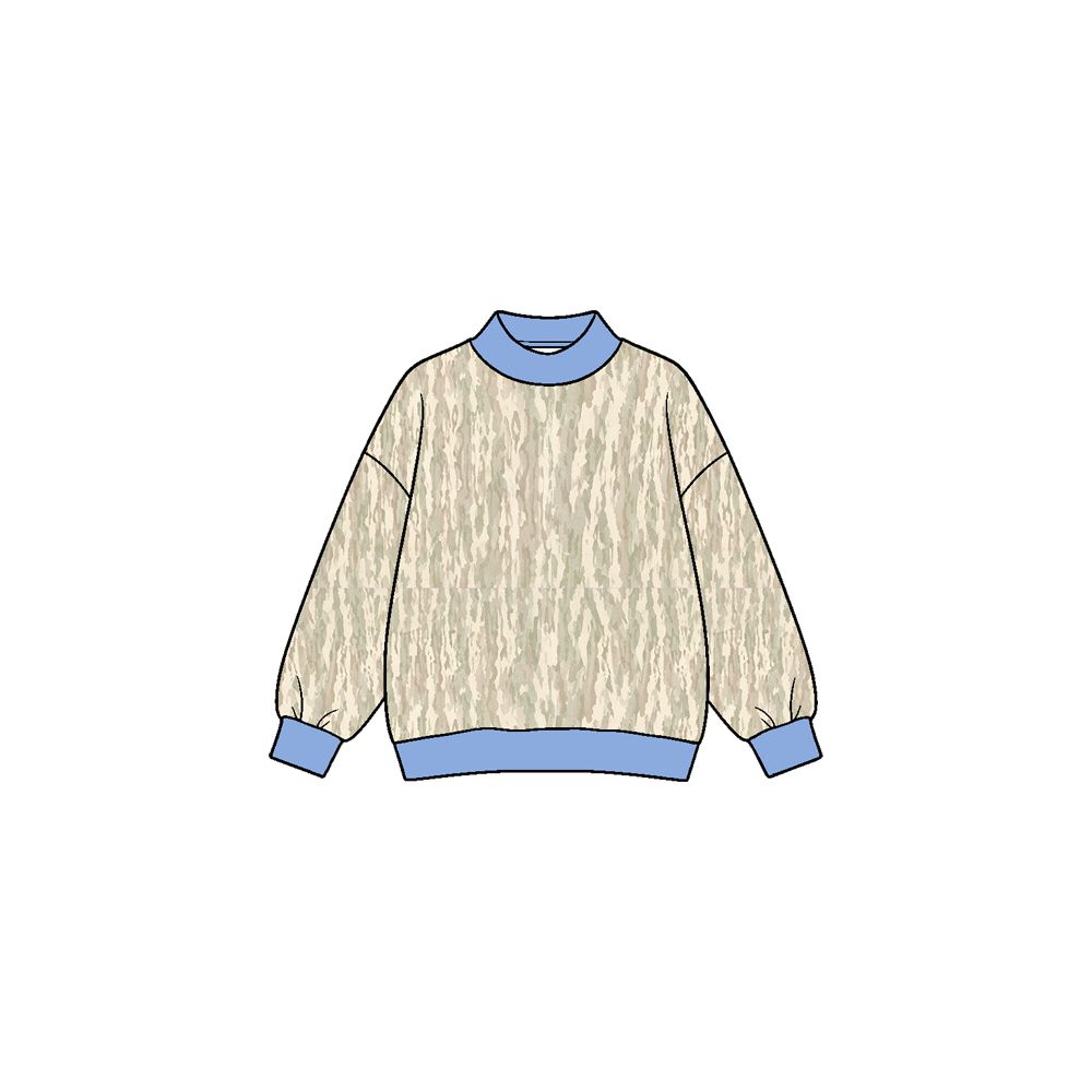 ( Moq 5 ) Preorder Baby Kids Toddler Long Sleeves Blue Shirt Tops Yoga Active Camo Clothes