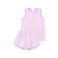 ( Moq 5 ) Preorder Baby Girls Kids Sleeveless Pink Tops Ruffle Shorts Set Yoga Active Clothes