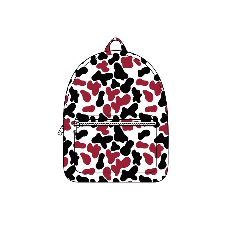( Moq 5 ) Preorder Baby Toddler Kids Red Black Camo Pocket Zipper Backpack Team Bag
