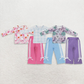 Sibling Baby Girls Kids Ghosts Pumpkins Bows Shirts Pockets Pants Sets Fall Clothes RTS