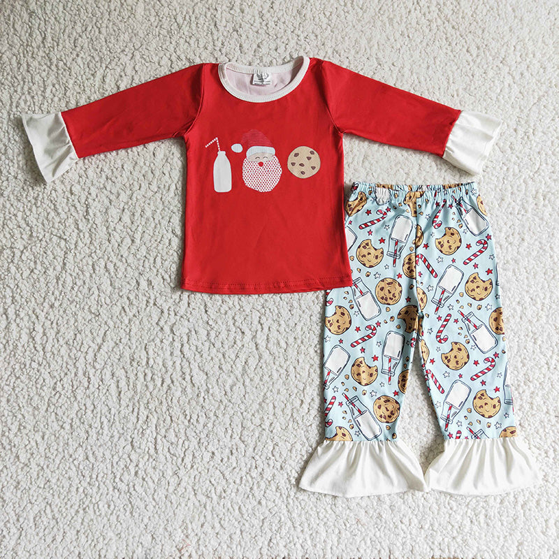 Girls Boys Long Sleeves Christmas Cookies Milk Sibling Christmas Romper Dress Pajamas Clothes RTS