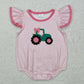 Baby Girl Short Sleeves Embroidery Truck Bow Tunic Pink Shorts Clothes Set