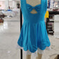 Preorder Baby Girl Sleeveless Yoga Active Lace Ruffle Blue Knee Length Dress（ No moq ）