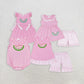 Baby Girl Sleeveless Embroidery Watermelon Pink Sibling Dress Set RTS