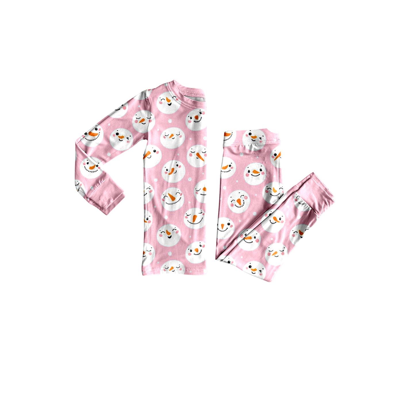 ( Moq 5 ) Preorder Baby Girls Kids Long Sleeves Christmas Shirt Pants Pink Set Pajamas Clothes