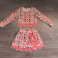 ( No moq ) Preorder Baby Girls Kids Christmas Santa Shirt Bows Scallop Skirt Shorts Yoga Active Set Clothes