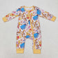 Baby Boy Long Sleeves Cartoon Bears Zipper Bamboo Romper