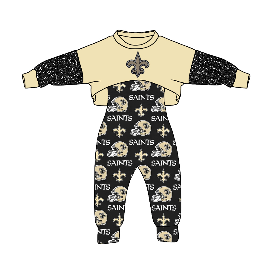 Baby Girl Long Sleeves Team Tops jumpsuit Set