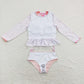 S0166 Baby Girl Long Sleeves Tops Bummie Shorts Summer Swimsuit