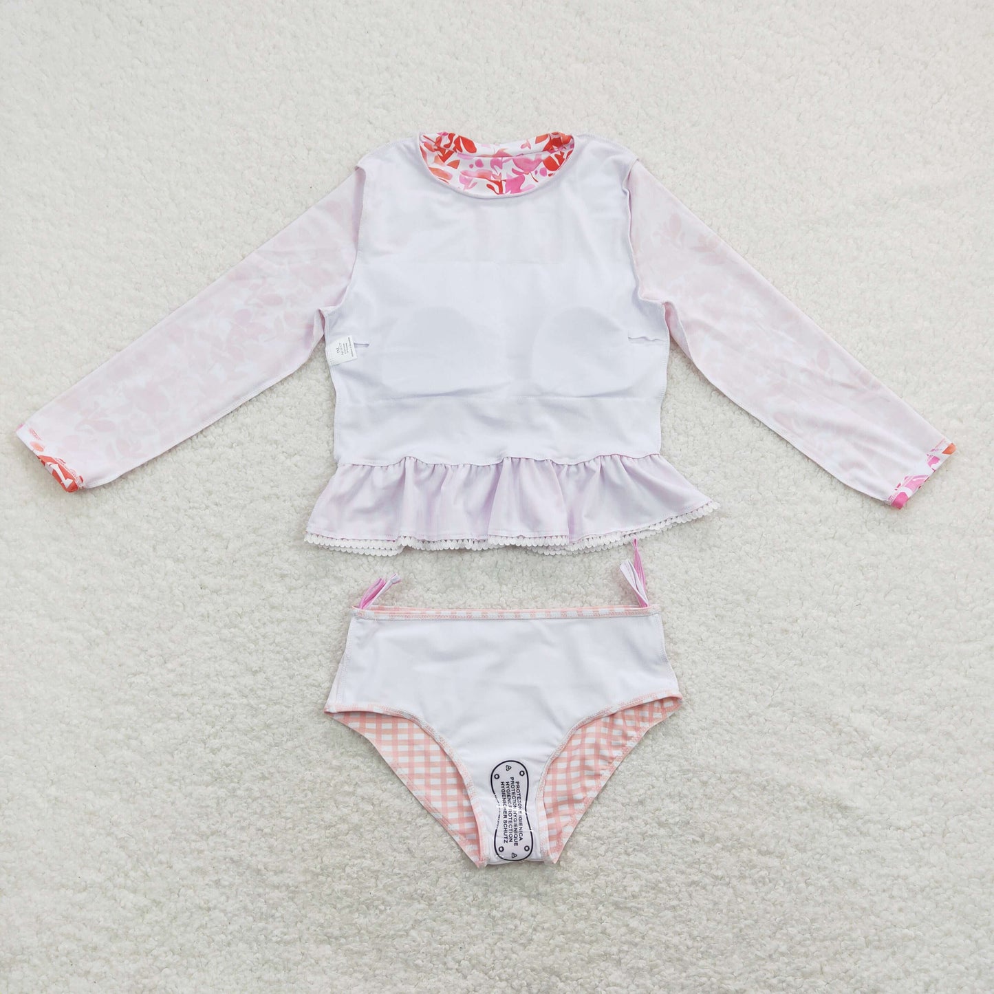 S0166 Baby Girl Long Sleeves Tops Bummie Shorts Summer Swimsuit