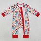 Baby Boy Infant Long Sleeves Christmas Dogs Cake Zipper Romper