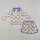 Baby Girls Kids Donuts Zipper Tops Shorts Skirt Skort Mardi Gras Clothes Set RTS