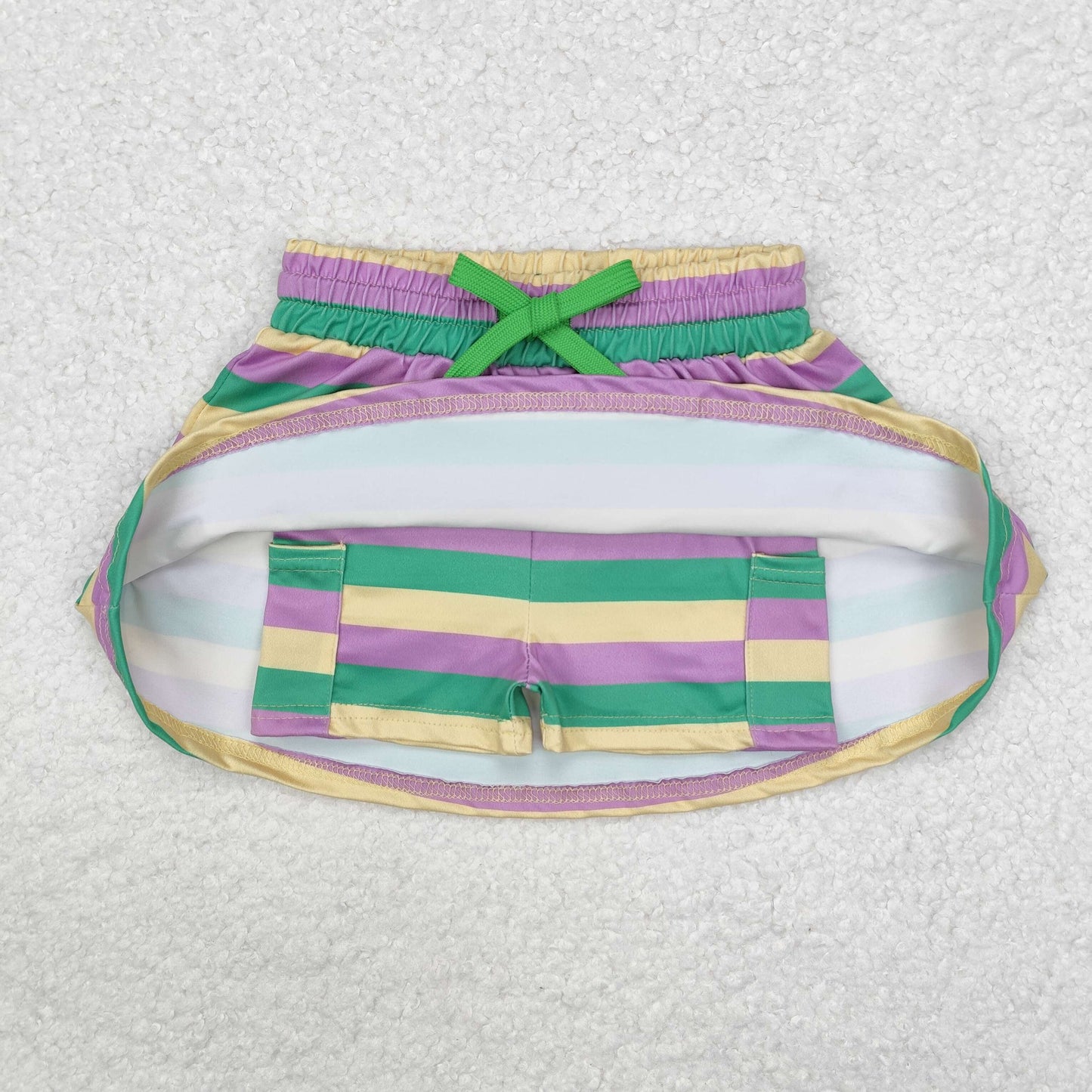 Baby Girl Mardi Gras Stripes Skirt Pocket Shorts Clothes