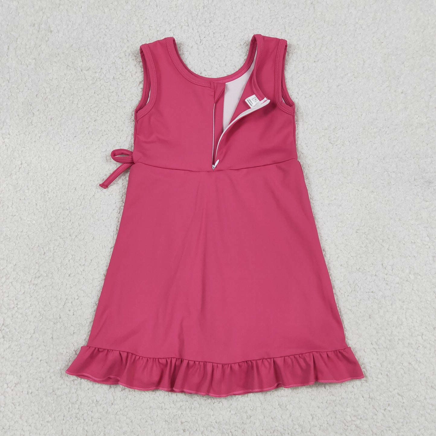Baby Girls Kids Sleeveless Pink Scallop Yoga Active Knee Length Dress RTS