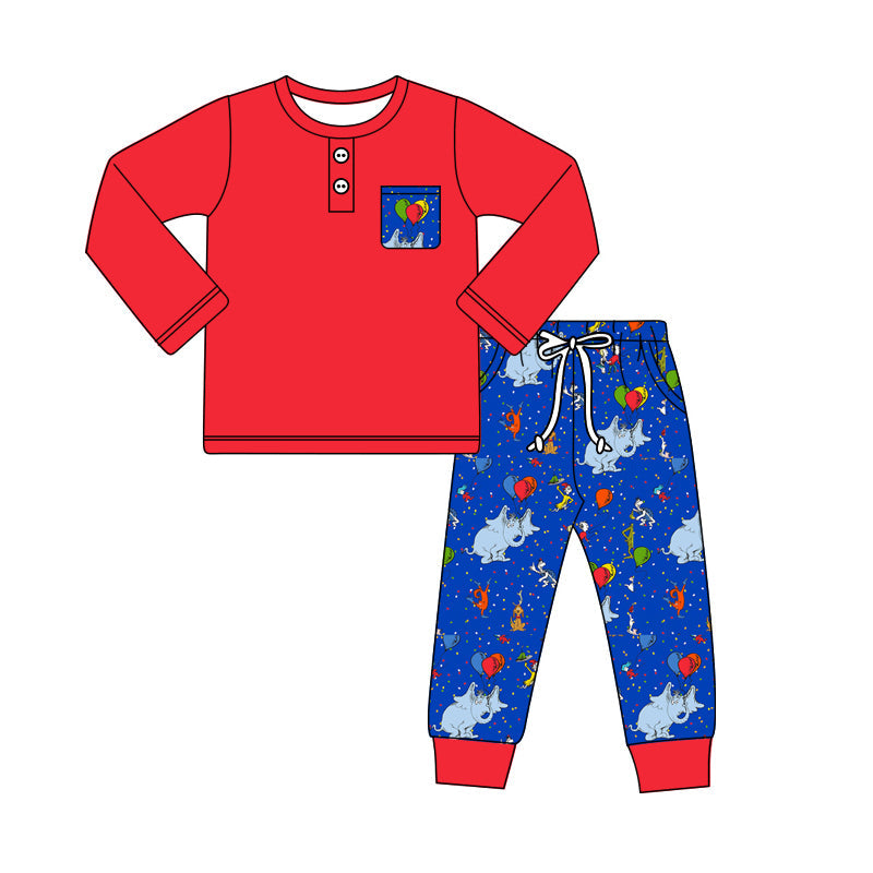 Baby Boy Red Long Sleeves Shirt Pants Dr Reading Set Moq 5