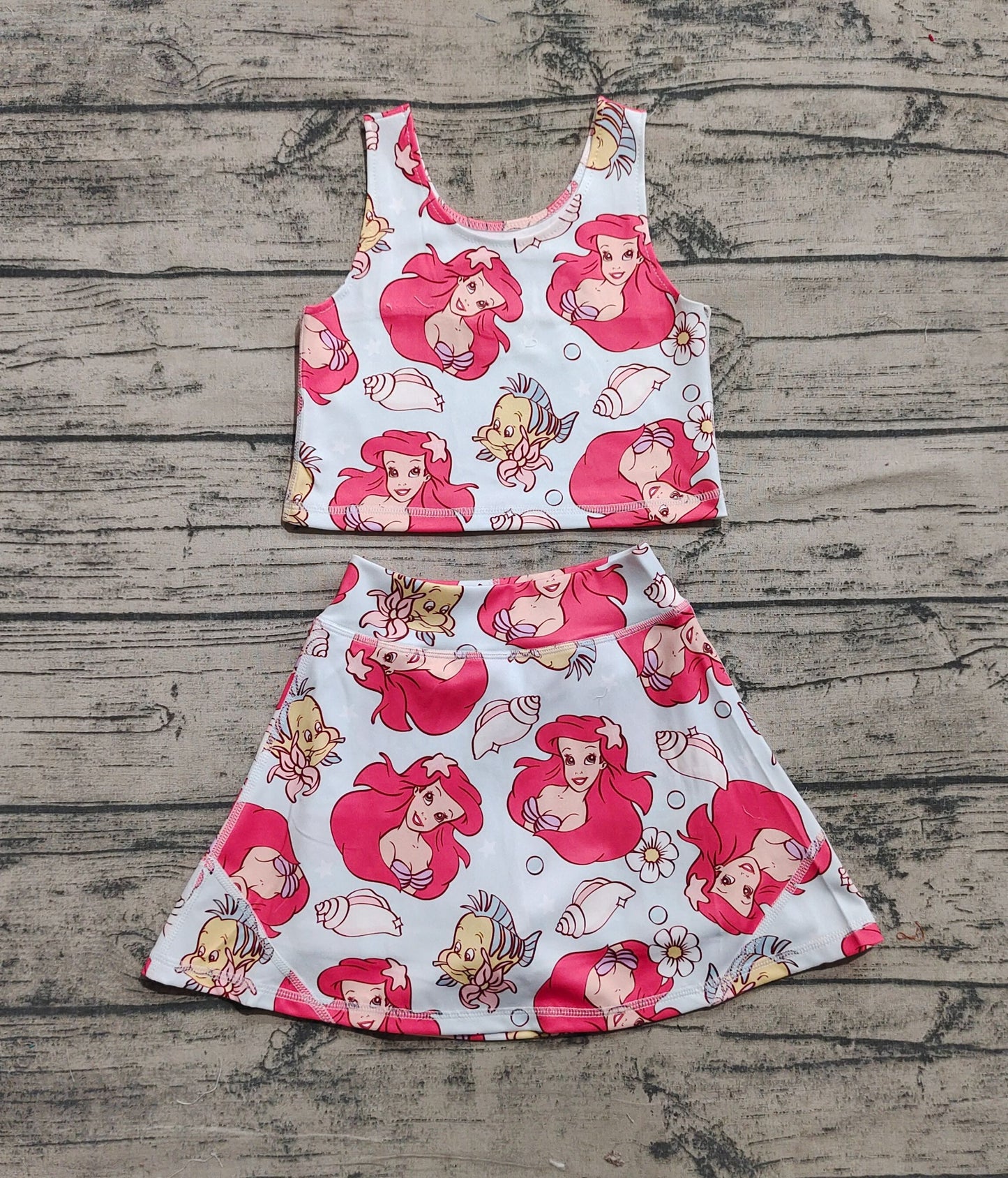 Baby Girl Sleeveless Princess Tops Skirt Shorts Yoga Active Set RTS