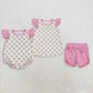 Sibling Baby Girls Infant Short Sleeves Flowers Bows Tops Shorts Set Bubble Romper RTS