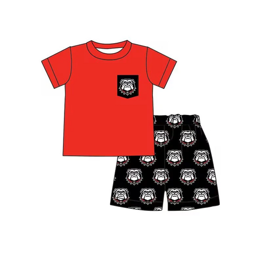 Baby Boy Red Shirt Dogs Team Shorts Set