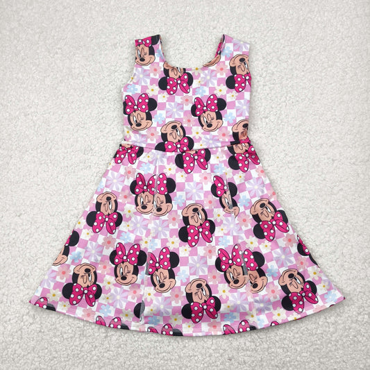 Baby Girl Sleeveless Mouse Flower Checked Yoga Active Skorts Dress RTS