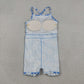 Baby Girls Kids Sleeveless Flower Blue Stripes Yoga Knee Length Yoga Dress RTS