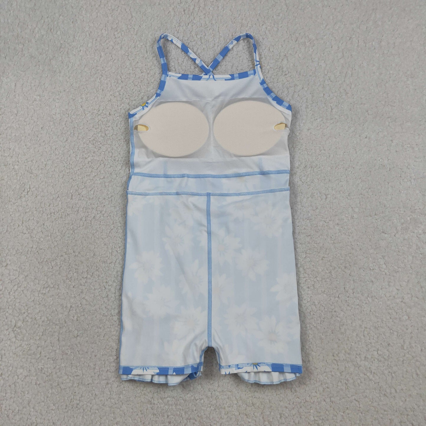 Baby Girls Kids Sleeveless Flower Blue Stripes Yoga Knee Length Yoga Dress RTS