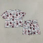 Sibling Baby Girls Kids Short Sleeves Bows Shirts Pockets Shorts Team Sets Scallop Clothes RTS