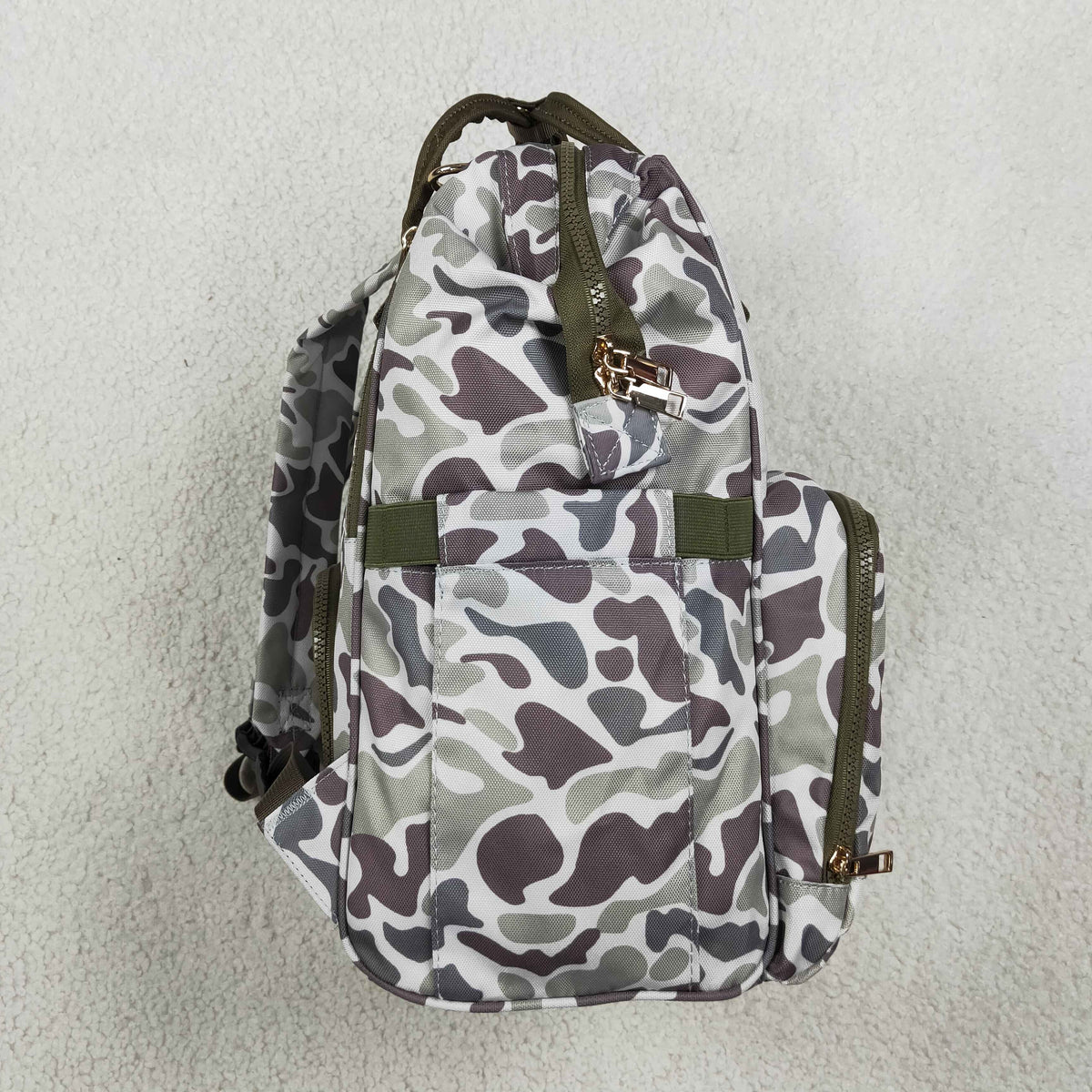 Baby Boys Kids Embroidery Dog Camo Print Zipper Backpack School Bag RTS