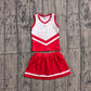 ( No moq ) Preorder Baby Girls Kids Sleeveless Tops Red Skirt Shorts Set Yoga Active Team Clothes